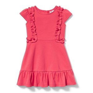 NWT Janie and Jack Ruffle Ponte Dress - Vibrant Coral - Size 4